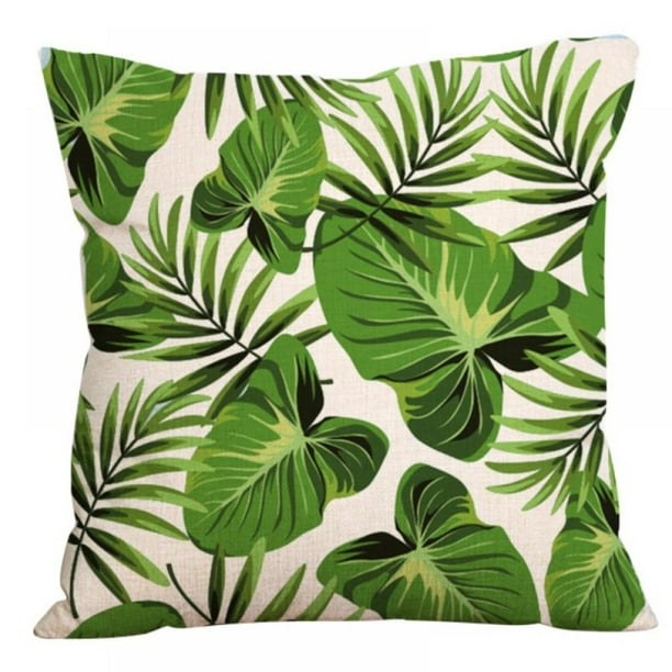 Tropical Green Leaf Home Decorative Throw Square Pillow Case Cover Cushion